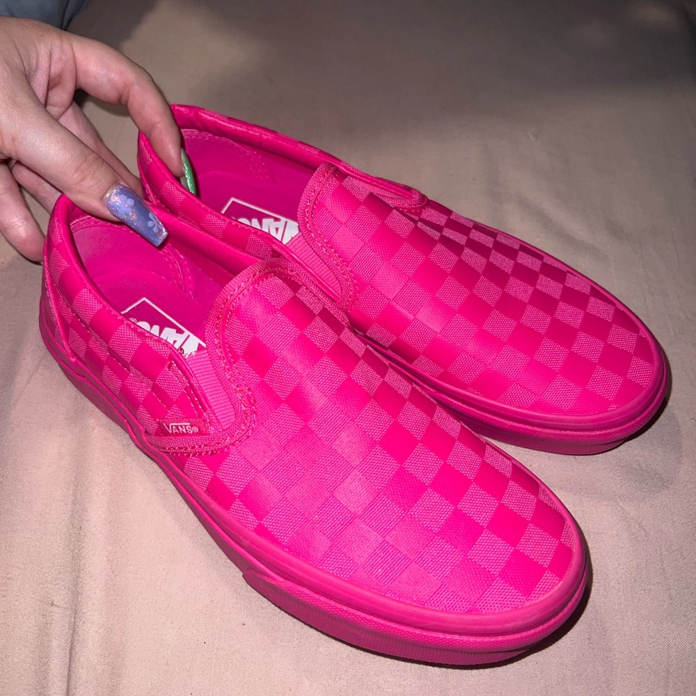 Women’s Hot Pink Checkered Vans